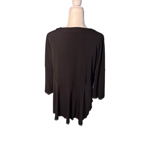 nu long sleeve black tunic with fringed bottom - M - Picture 4 of 7